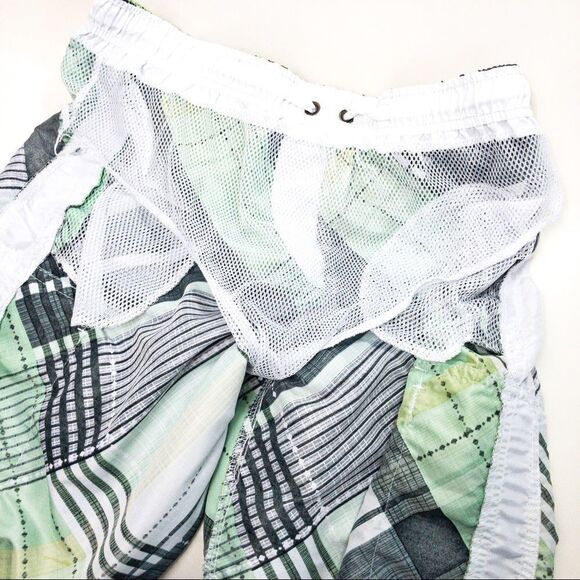 Banana Split Green/Black Plaid Board Shorts Sz XL - Picture 6 of 9